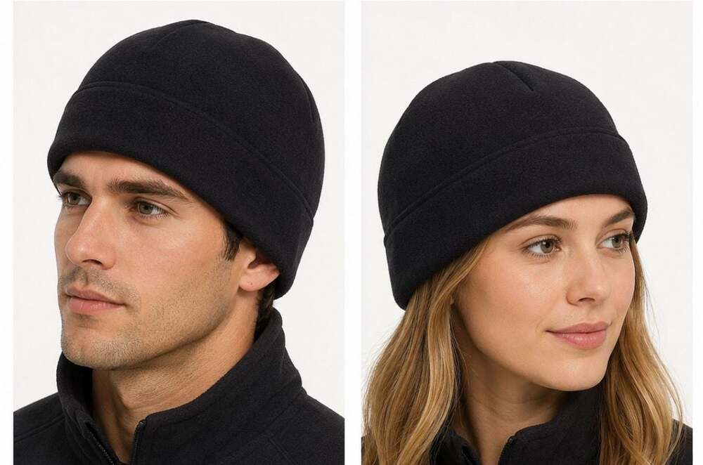 Lands' End Black Fleece Beanie Hat One Size